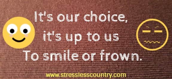 It's our choice, it's up to us To smile or frown.