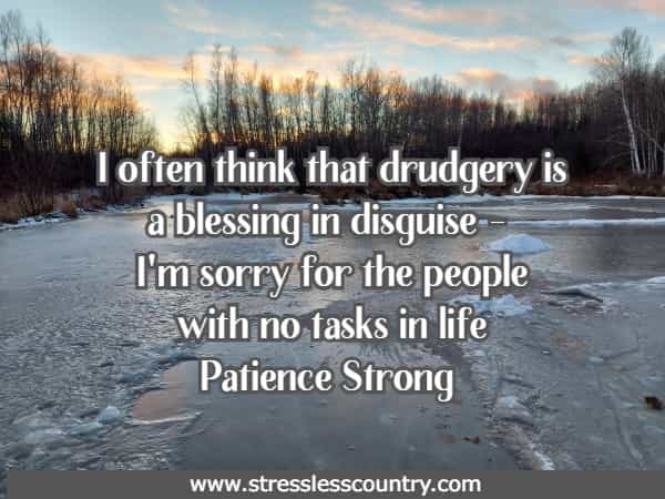 I often think that drudgery is a blessing in disguise - I'm sorry for the people with no tasks in life