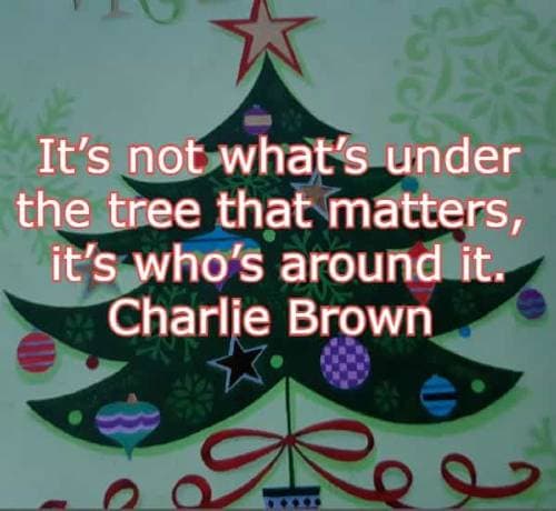 It’s not what’s under the tree that matters, it’s who’s around it. Charlie Brown