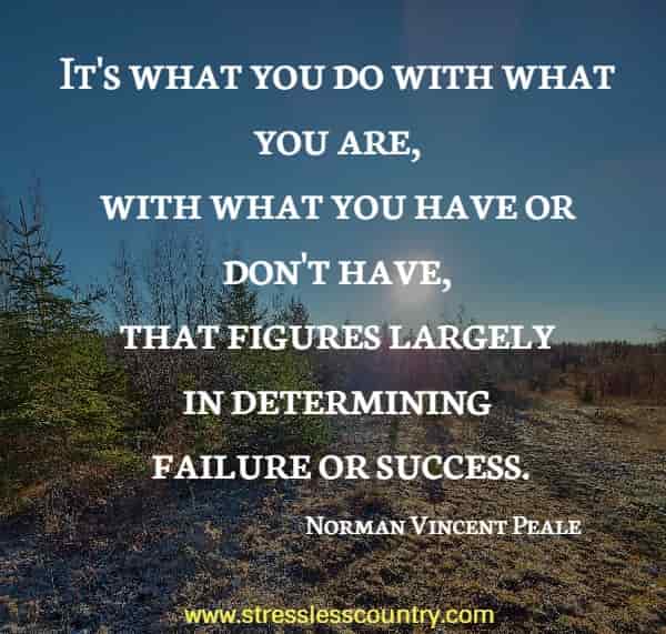 It's what you do with what you are, with what you have or don't have, that figures largely in determining failure or success