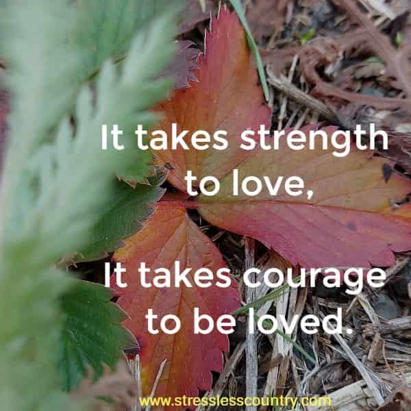 It takes strength to love, It takes courage to be loved.