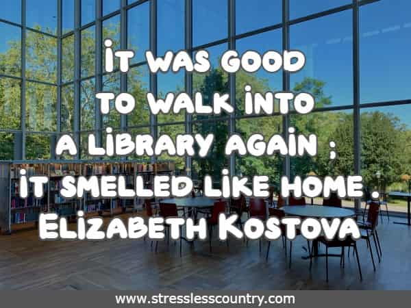 It was good to walk into a library again; it smelled like home.