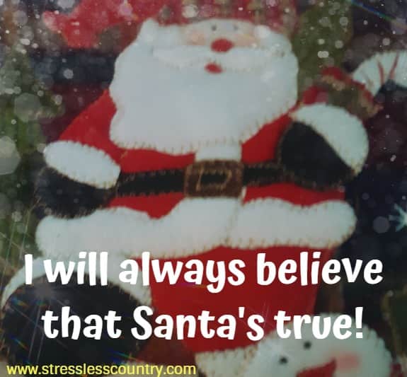 I will always believe that Santa's true!