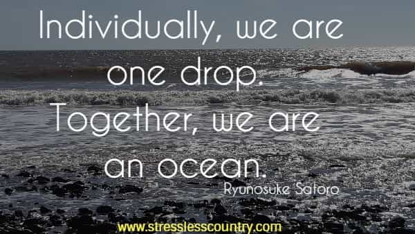 Individually, we are one drop. Together, we are an ocean. 
