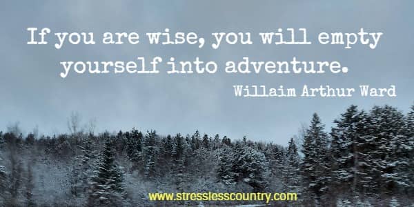 If you are wise, you will empty yourself into adventure.