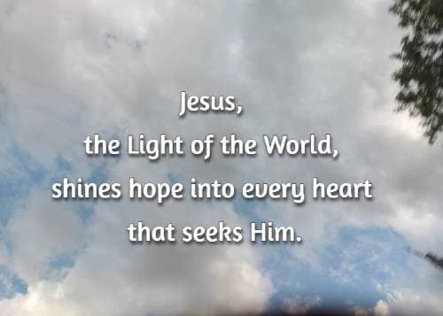 Jesus, the Light of the World, shines hope into every heart that seeks Him