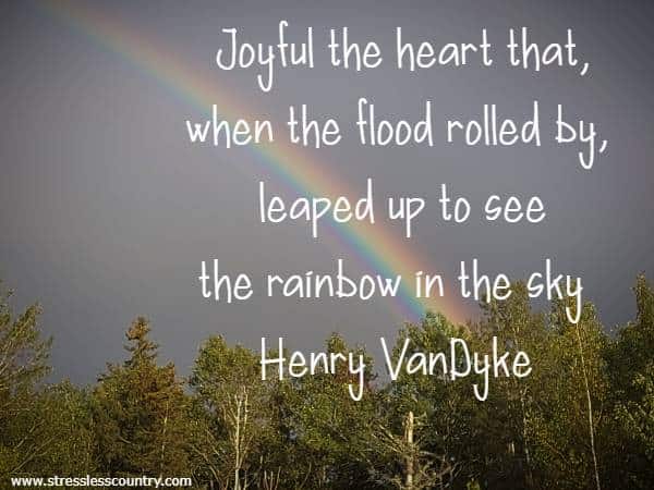 Joyful the heart that, when the flood rolled by, leaped up to see the rainbow in the sky