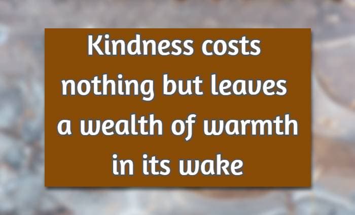 Kindness costs nothing but leaves a wealth of warmth in its wake