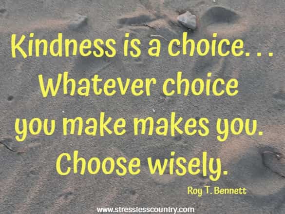 Kindness is a choice. . . Whatever choice you make makes you. Choose wisely.