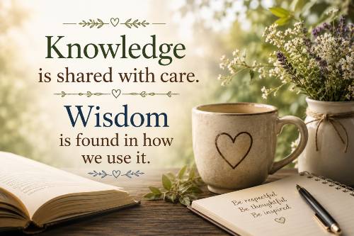 Knowledge is shared with care. Wisdom is found in how we use it.
