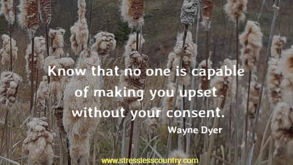 Know that no one is capable of making you upset without your consent