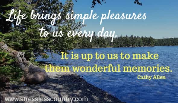 Life brings simple pleasures to us every day. It is up to us to make them wonderful memories.