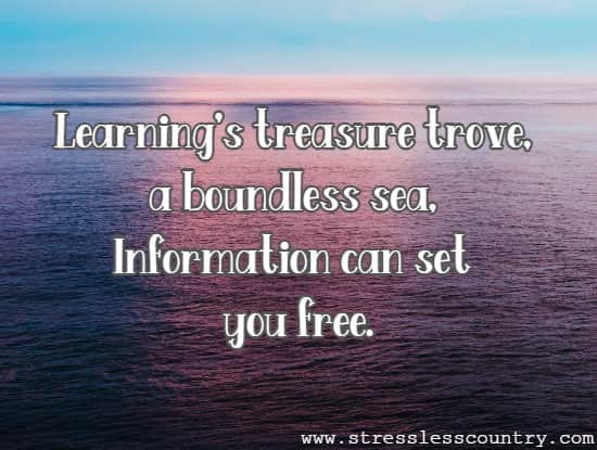 Learning's treasure trove, a boundless sea, Information can set you free.