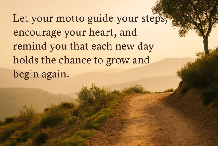 Let your motto guide your steps, encourage your heart, and remind you that each new day holds the chance to grow and begin again.