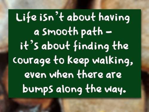 Life isn’t about having a smooth path—it’s about finding the courage to keep walking, even when there are bumps along the way.