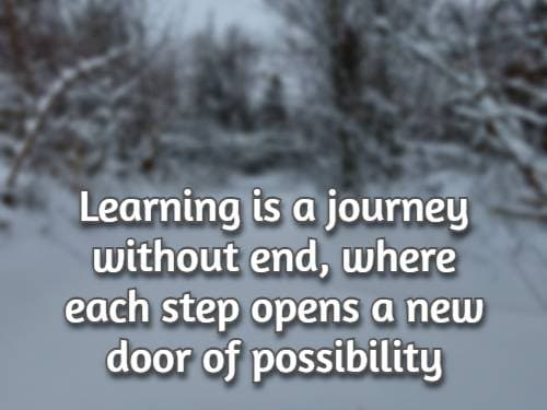 Learning is a journey without end, where each step opens a new door of possibility.
