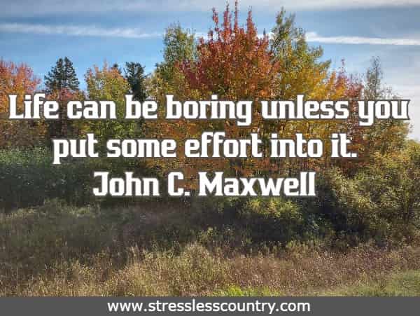 Life can be boring unless you put some effort into it.