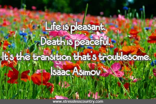 Life is pleasant. Death is peaceful. It's the transition that's troublesome.
