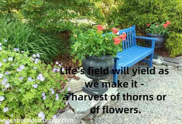 Life’s field will yield as we make it - a harvest of thorns or of flowers.