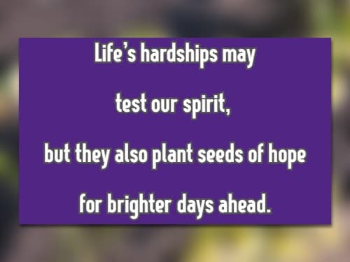 life's hardships may test our spirit, but they also plant seeds of hope for brighter days ahead.