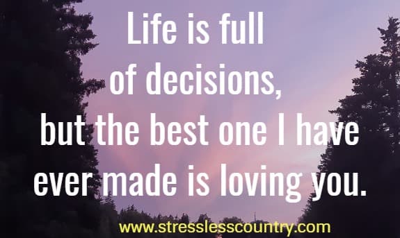 Life is full of decisions, but the best one I have ever made is loving you.