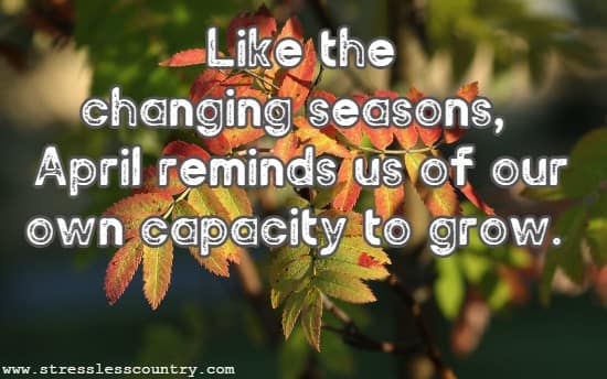 Like the changing seasons, April reminds us of our own capacity to grow.