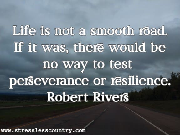 Life is not a smooth road. If it was, there would be no way to test perseverance or resilience.