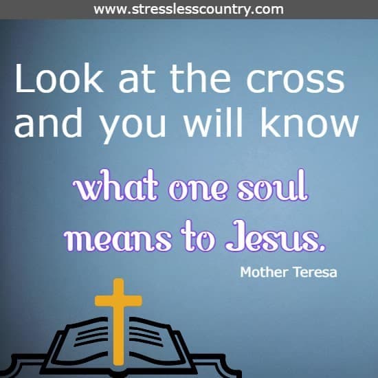 Look at the cross and you will know what one soul means to Jesus. Mother Teresa