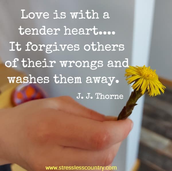 Love is with a tender heart....It forgives others of their wrongs. and washes them away.
