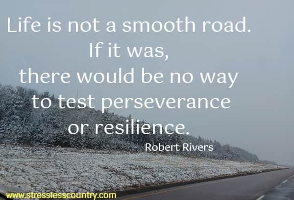 Life is not a smooth road. If it was, there would be no way to test perseverance or resilience.
