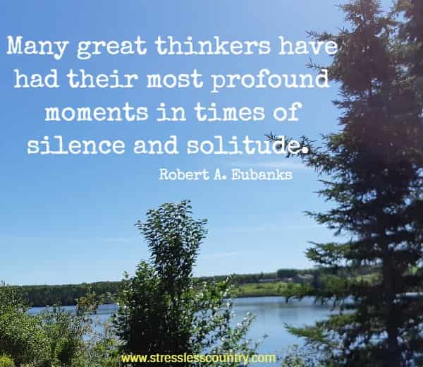 Many great thinkers have had their most profound moments in times of silence and solitude.