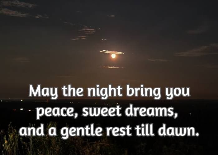 May the night bring you peace, sweet dreams, and a gentle rest till dawn