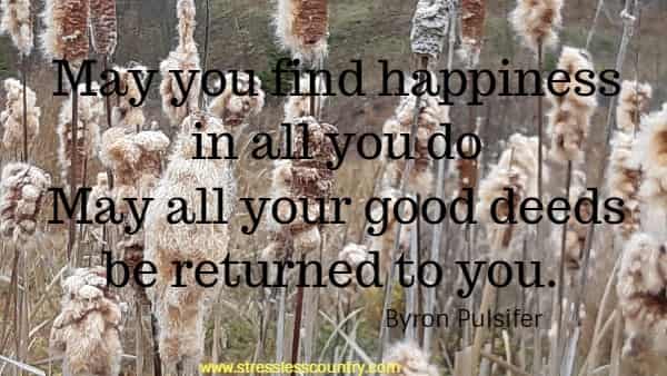 May you find happiness in all you do May all your good deeds be returned to you.