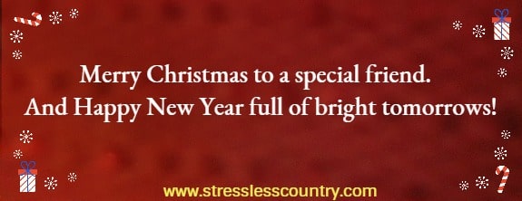 Merry Christmas to a special friend.  And Happy New Year full of bright tomorrows!