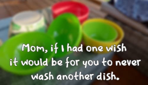 Mom, if I had one wish it would be for you to never wash another dish.
