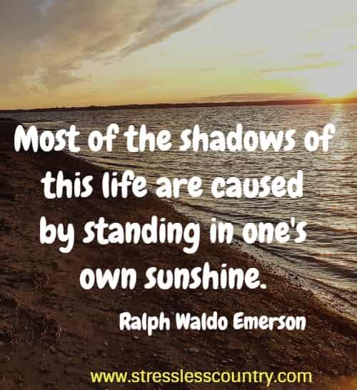 Most of the shadows of this life are caused by standing in one's own sunshine.