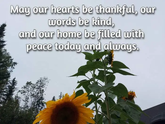 May our hearts be thankful, our words be kind, and our home be filled with peace today and always.