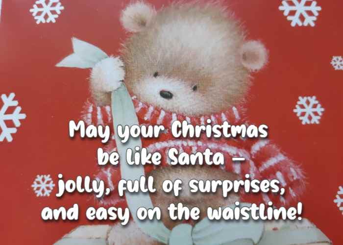 May your Christmas be like Santa—jolly, full of surprises, and easy on the waistline!