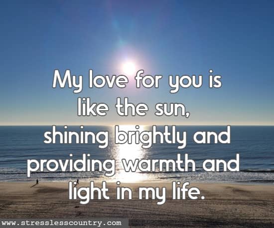 My love for you is like the sun, shining brightly and providing warmth and light in my life.