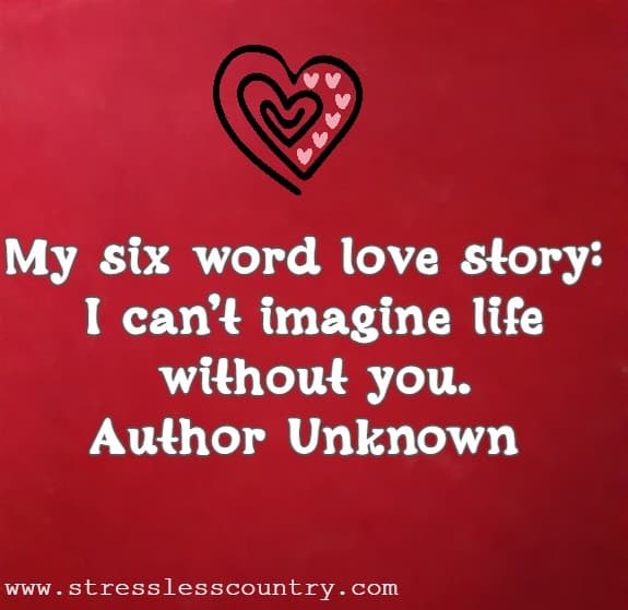  My six word love story: I can’t imagine life without you.