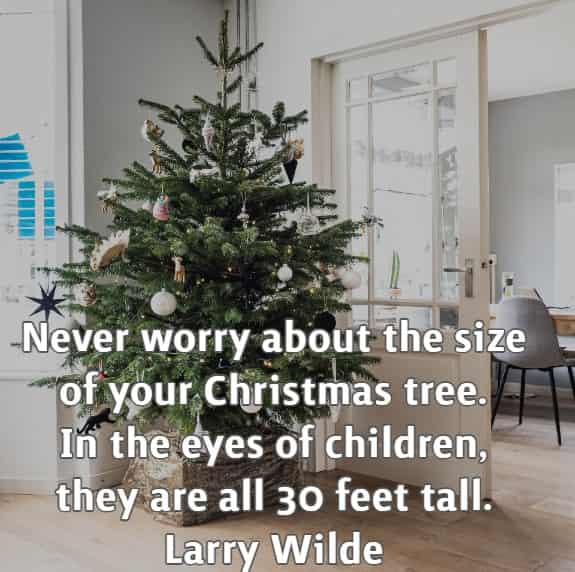 Never worry about the size of your Christmas tree. In the eyes of children, they are all 30 feet tall. Larry Wilde