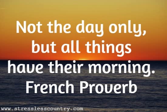 Not the day only, but all things have their morning.