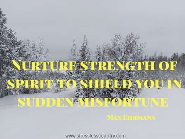 Nurture strength of spirit to shield you in sudden misfortune