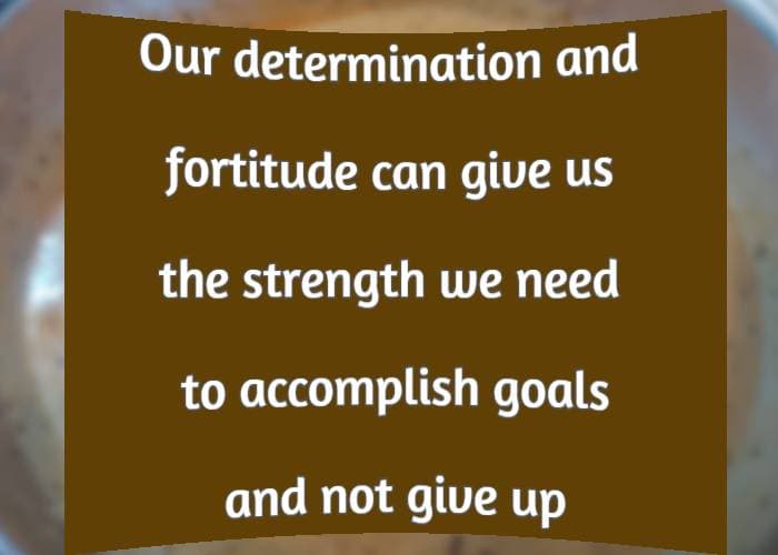 Our determination and fortitude can give us the strength we need to accomplish goals and not give up