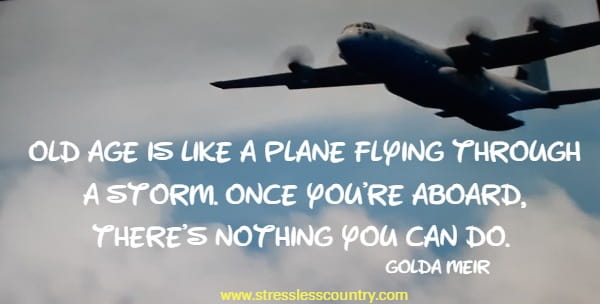 Old age is like a plane flying through a storm. Once you're aboard, there's nothing you can do.