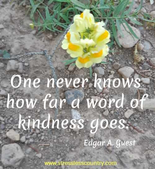 One never knows how far a word of kindness goes.