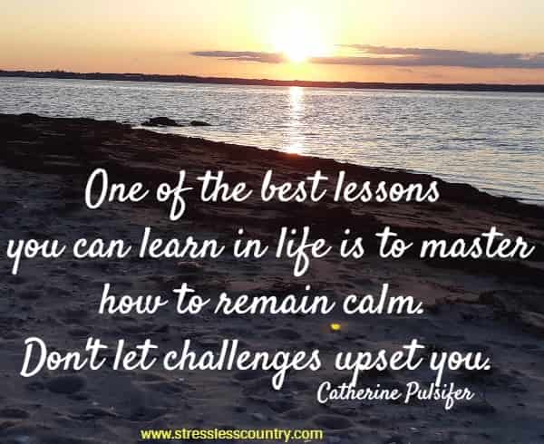 One of the best lessons you can learn in life is to master how to remain calm. Don't let challenges upset you.