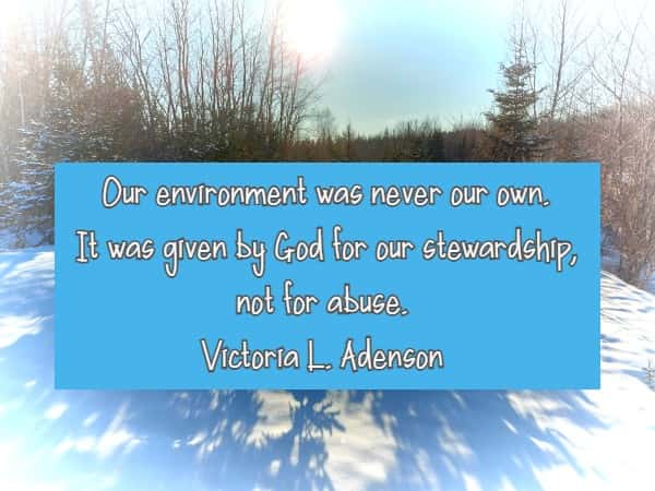 Our environment was never our own. It was given by God for our stewardship, not for abuse.