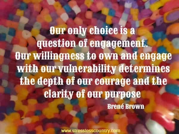 Our only choice is a question of engagement. Our willingness to own and engage with our vulnerability determines the depth of our courage and the clarity of our purpose
