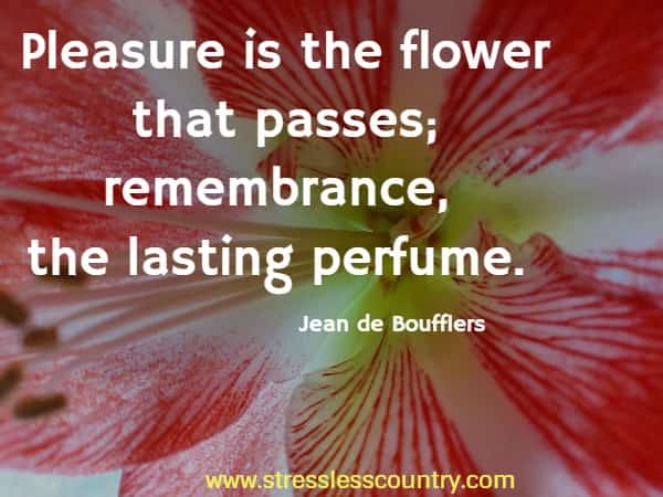 Pleasure is the flower that passes; remembrance, the lasting perfume.